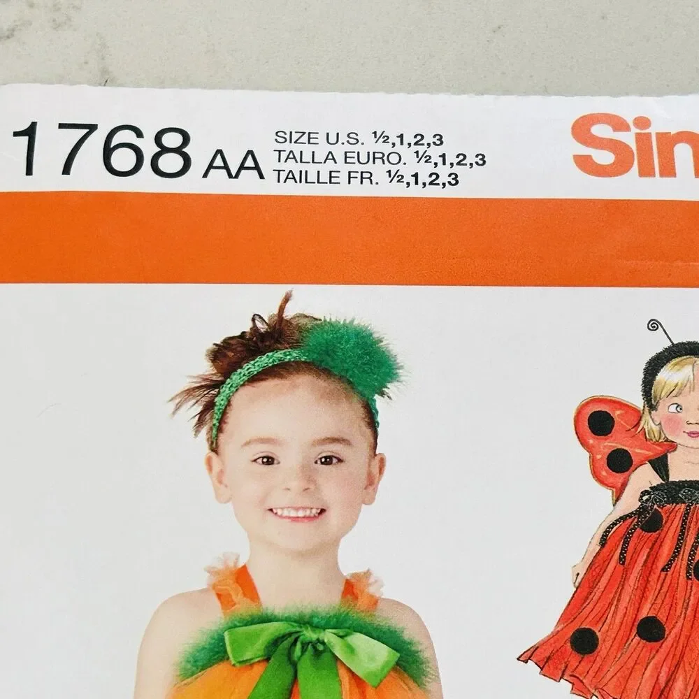 Simplicity Costume Sewing Pattern 1768 Tulle Dress Leggings Baby Child Sz 1/2-3